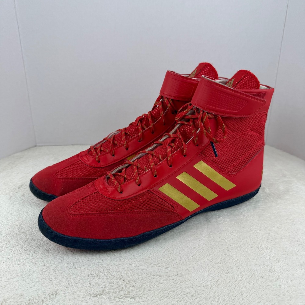 Adidas Combat Speed 5 Wrestling Shoes Mens Size 12 High Top Red/Navy/Gold HW1132